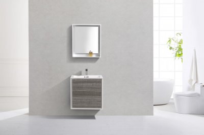 DeLusso 24", Kube Grey Ash Wall Mount Modern Bathroom Vanity