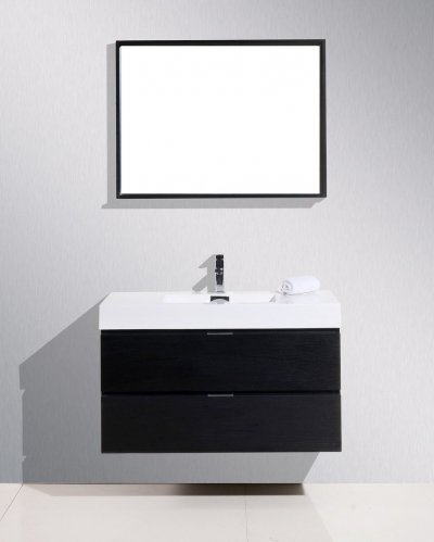 Bliss 40", Kubebath Black Wall Mount Modern Bathroom Vanity