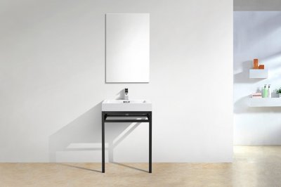 Haus 24", Kube Stainless Steel, Matte Black Modern Bathroom Vanity