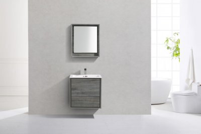 DeLusso 24", Kube Urban Oak Wall Mount Modern Bathroom Vanity