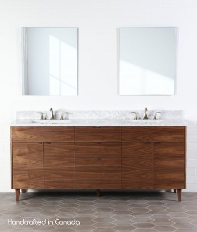 Austin 72", Teodor Modern American Black Walnut Vanity, Double Sink