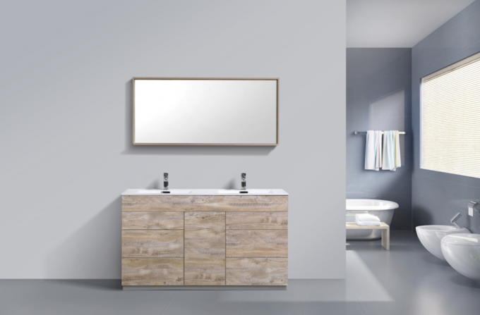 Milano 48" Maple Grey Modern Bathroom Vanity, Double Sink