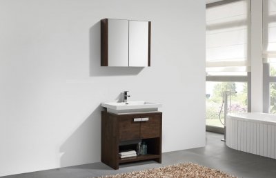 Levi 30", Rosewood Modern Bathroom Vanity with Acrylic Top