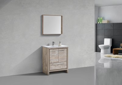 Dolce, KubeBath, 30" Maple Grey Modern Bathroom Vanity w/ Quartz Top