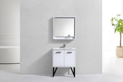Nella 30" High Gloss White Modern Bathroom Vanity